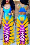 Multicolor Sexy Fashion Printing Sling Long Dress
