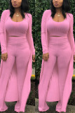 Pink Fashion Casual Trousers Three-piece Set