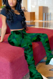Green Fashion Camouflage Printed Casual Trousers