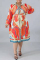 OrangeRed Fashion Plus Size Button Print Shirt Dress