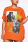 Black Fashion Sexy Printed Short-sleeved T-shirt