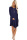 Navy Blue Sexy Cap Sleeve Long Sleeves V Neck Swagger Knee-Length Patchwork Solid 
