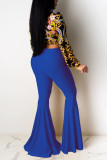 Blue Sexy Fashion Casual Lotus Leaf Trousers