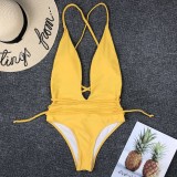 Yellow Sexy Fashion One-piece Swimsuit