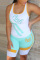 Light Blue Fashion Casual Printed Sleeveless Top Two-pieces Set