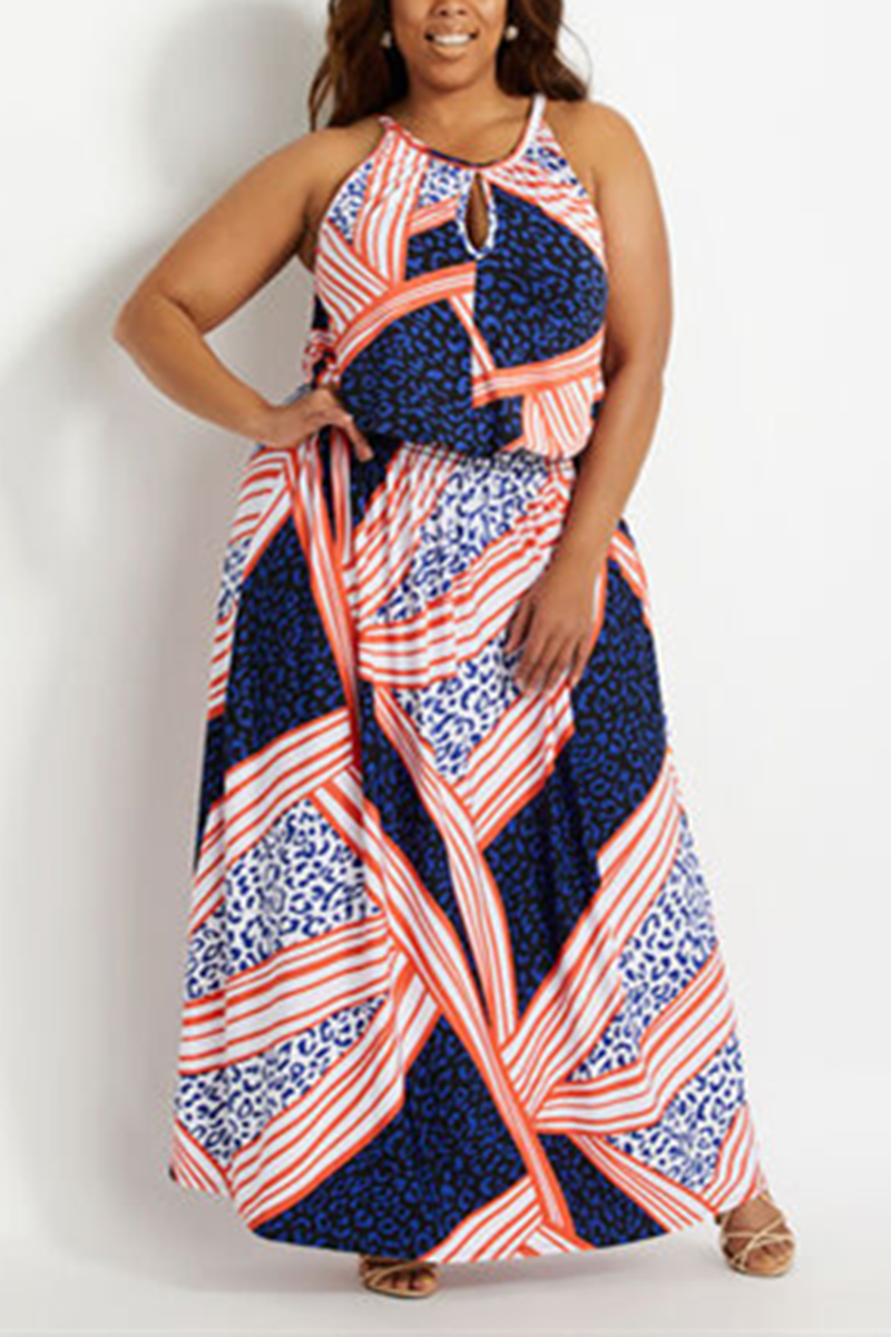 Fashion Casual Printed Multicolor Plus Size Dress