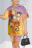 Multicolor Fashion Casual Printed Short-sleeved T-shirt Set