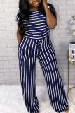 Red Fashion Casual Striped Printed Jumpsuit