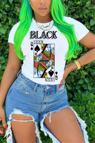 Black Fashion Casual Print Short Sleeve T-shirt