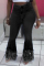 Black Fashion Casual High Waist Denim Trousers