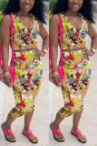 Colorful Fashion Sexy Printed Sleeveless Top Skirt Set