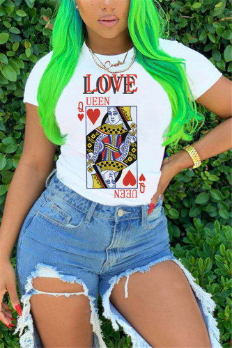 Red Fashion Casual Print Short Sleeve T-shirt