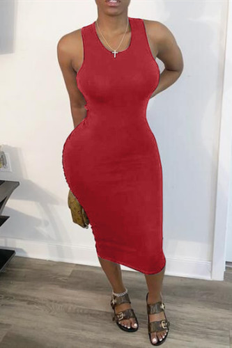 Red Sexy Fashion Sleeveless Slim Dress