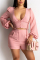 gingerish adult Fashion Ma'am Sexy Two Piece Suits Patchwork Solid Straight Long Sleeve Two-Piece Shor