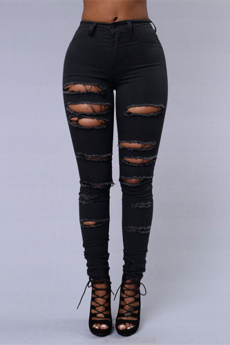 Black Fashion Sexy Skinny Pure Trousers