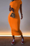 Cyan Fashion Casual Short Sleeve Slim Dress