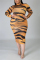 TigerPrint Fashion Casual Print Plus Size Dress