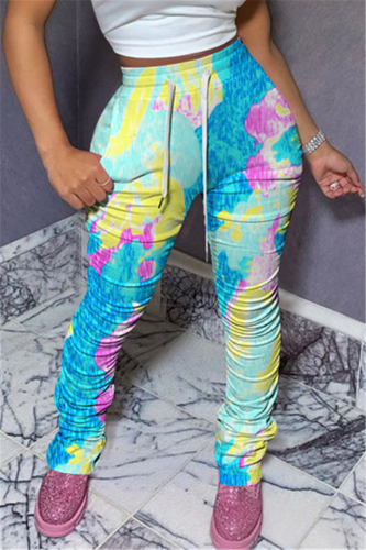 Colorful Fashion Casual Printed Slim Trousers