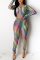 Colorful Sexy Striped Printed Perspective Jumpsuit
