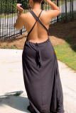 Black Sexy Off Shoulder Sleeveless Backless Dress