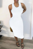 White Sexy Fashion Sleeveless Slim Dress