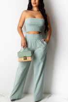 Green Fashion Sexy Two Piece Suits Draped Solid Loose Sleeveless