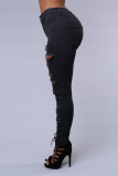 Black Fashion Sexy Skinny Pure Trousers