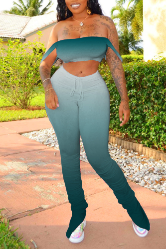 Green Sexy Fashion Printed Trousers Two-piece Set