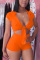 Orange Sexy Fashion Short Sleeve Shorts Two-piece Set