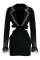 Black Fashion Sexy Patchwork Hot Drilling Hollowed Out V Neck Long Sleeve Dresses