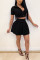 Black Sexy Short Sleeve Short Skirt Set (Without Belt)