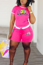 Pink Fashion Casual Patchwork Paillette Two-piece Set