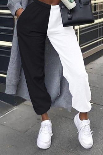 White Fashion Casual Stitching Trousers
