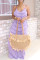 Light Purple Fashion Casual Striped Sleeveless Loose Dress
