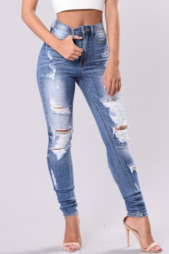 Dark Blue Fashion Stretch Skinny Jeans