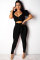 Black Fashion Sexy HOLLOWED OUT Patchwork Solid Straight Two-piece Pants Set