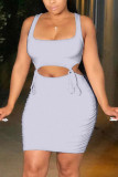 White Sexy Fashion Tight Sleeveless Skirt Set