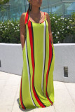 Multicolor Fashion Casual Striped Sleeveless Loose Dress