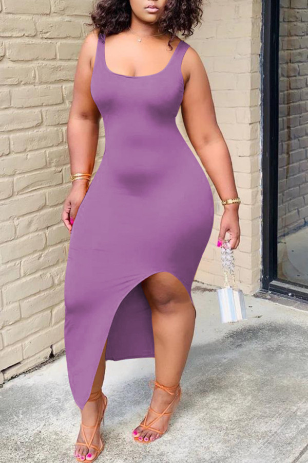 Light Purple Sexy Fashion Tight Sleeveless Dress