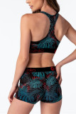 BlackWhite Fashion Sexy Printed Shorts Swimsuit Set