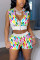 Rose Red Fashion Casual Printed Two-piece Set