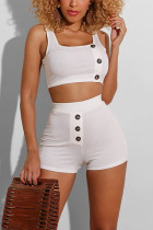 White Sexy Casual Vest Shorts Two-piece Set