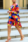 Multicolor Fashion Print Long Sleeve Dress