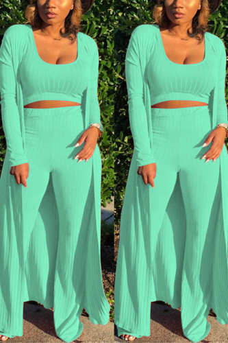 Green Fashion Casual Trousers Three-piece Set