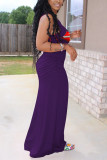 Purple Fashion Casual Printed Sleeveless Dress