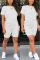 White Fashion Casual Slim fit Two Piece Suits Solid Regular Short Sleeve Two-Piece Short Set