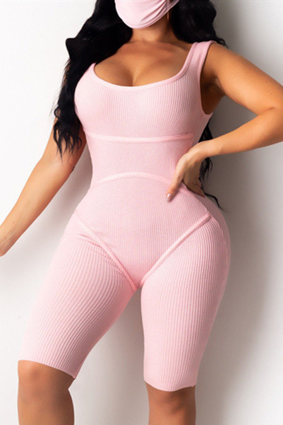 Pink Fashion Casual Sleeveless Romper