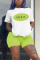 Green Fashion Casual Printed T-shirt Shorts Set