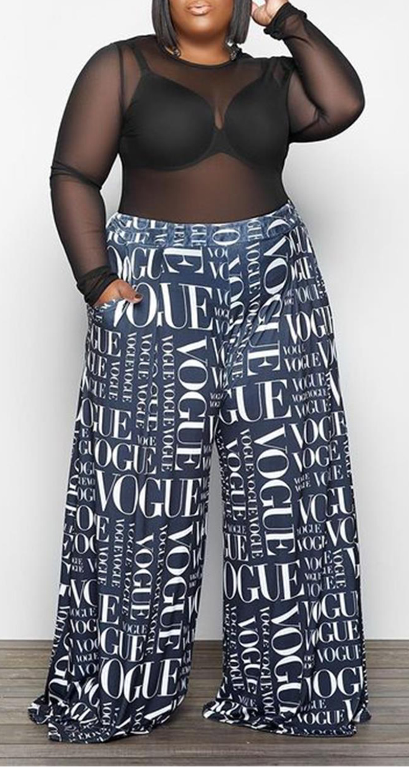 Elegant Gradual Change Print Pleated High Waist Type A Full Print Bottoms
