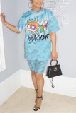 Multicolor Fashion Casual Printed Short-sleeved T-shirt Set